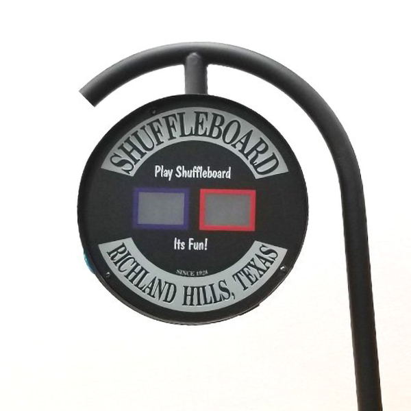 J-bar shuffleboard score unit