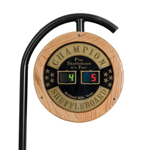 Small wood J-bar shuffleboard score unit